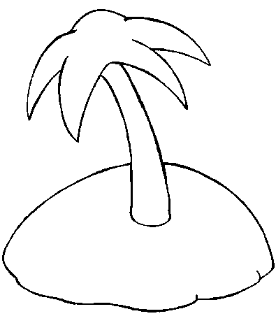a single palm tree on a deserted island