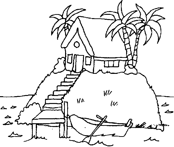 a small house on a island isolated