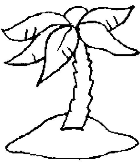 drawing of a deserted island with a palm tree