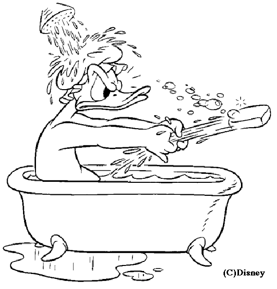 donald in his bath
