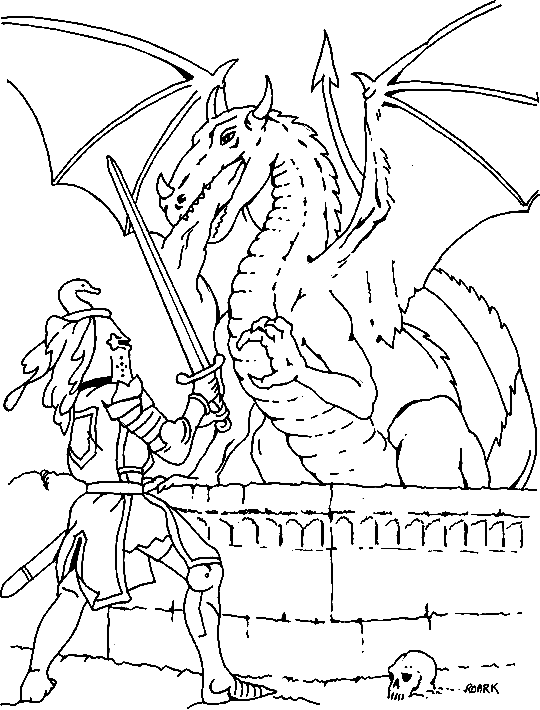 knight fighting a dragon