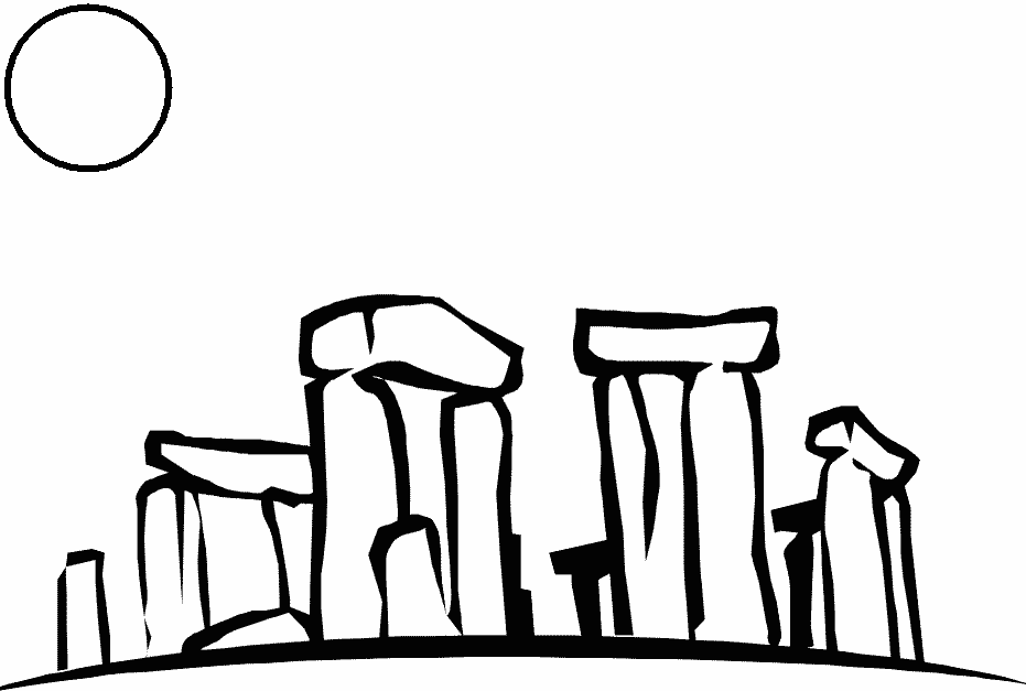 The prehistoric monument Stonehenge with the sun