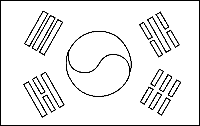 coloring picture of South Korea flag