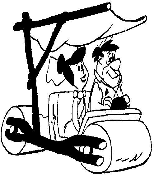 Wilma and Fred in a car