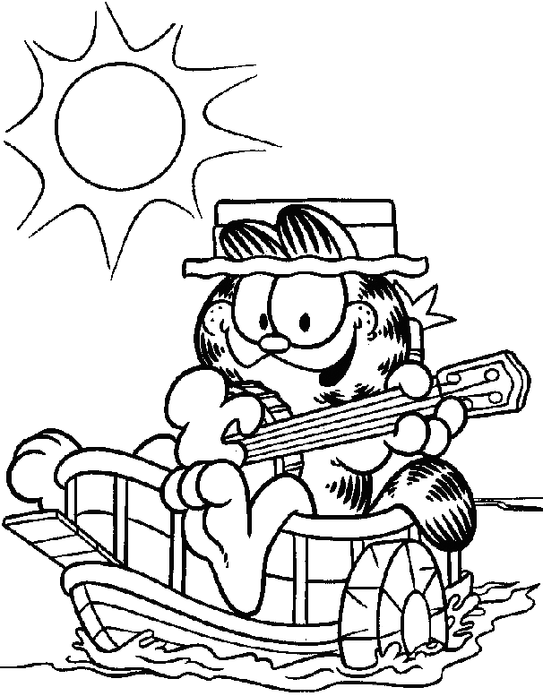 Garfield is playing guitar