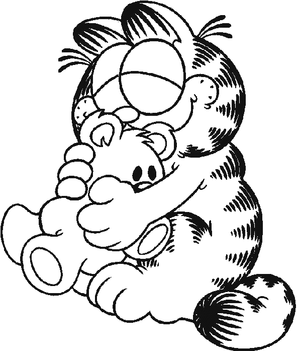 Garfield with a teddy bear