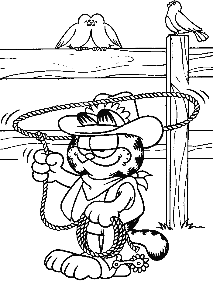 cowboy Garfield with a lasso