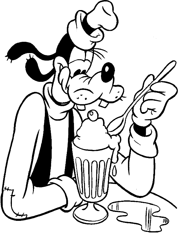 Goofy is eating an ice cream