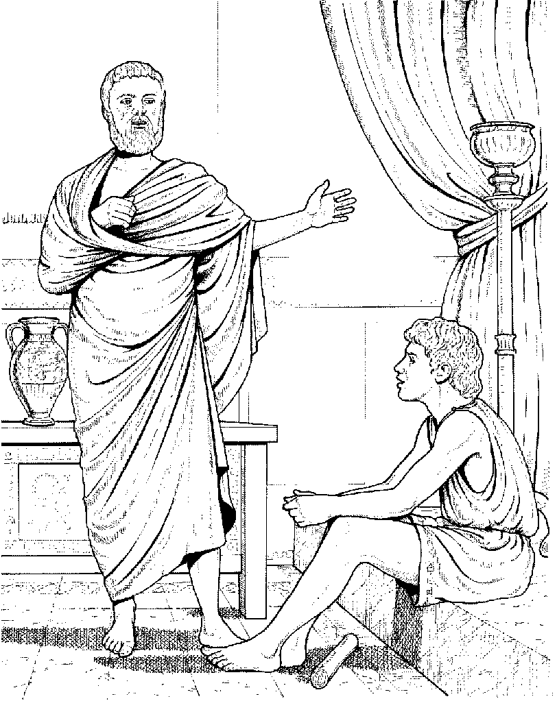 Coloring Aristotle teaches with a child picture