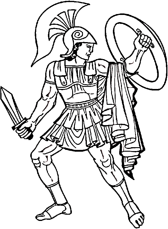 a greek warrior with a sword and a shield