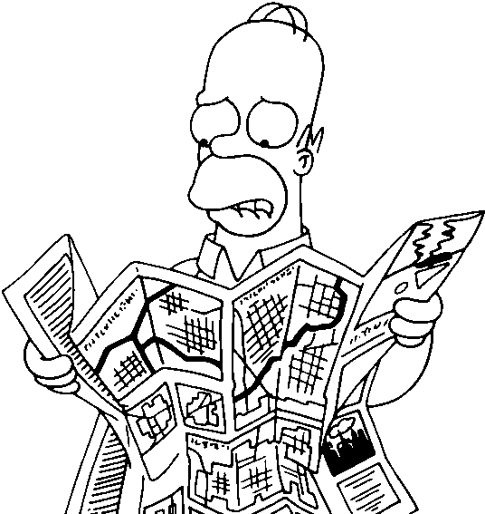 Homer is reading a map