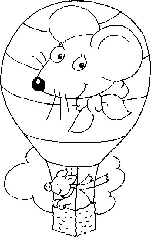 a pig in a ballooning with a mouse s head