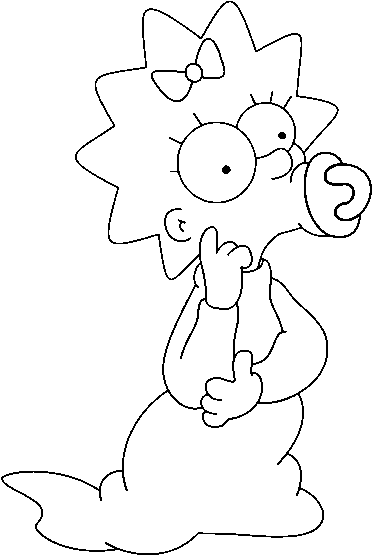 Maggie Simpson is sucking on her pacifier