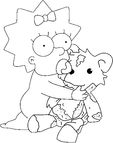 Maggie Simpson with her teddy bear