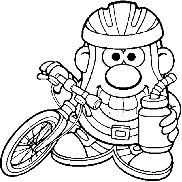 Mr Potato with a bike
