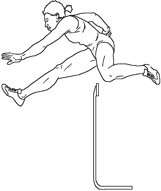 a woman which practices the 100 metres hurdles by jumping the hurdle