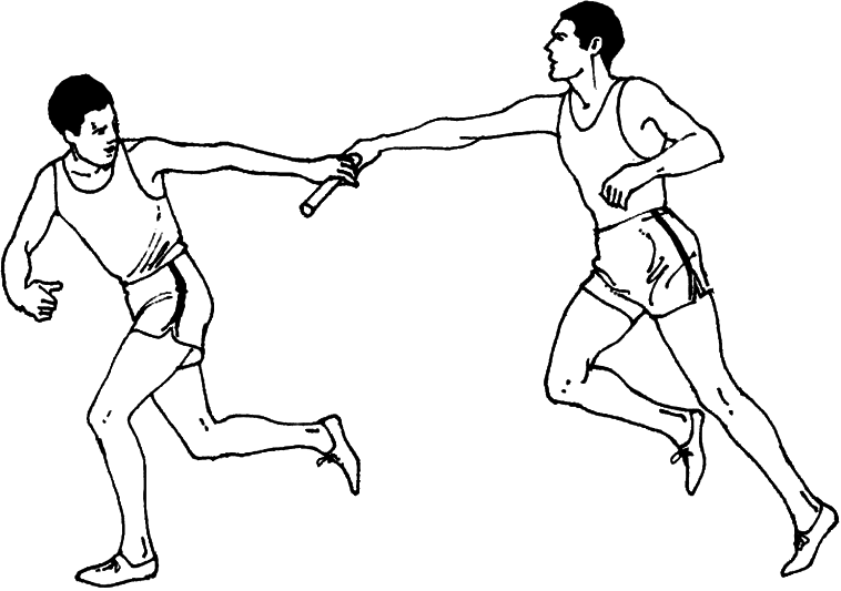 relay race with 2 men