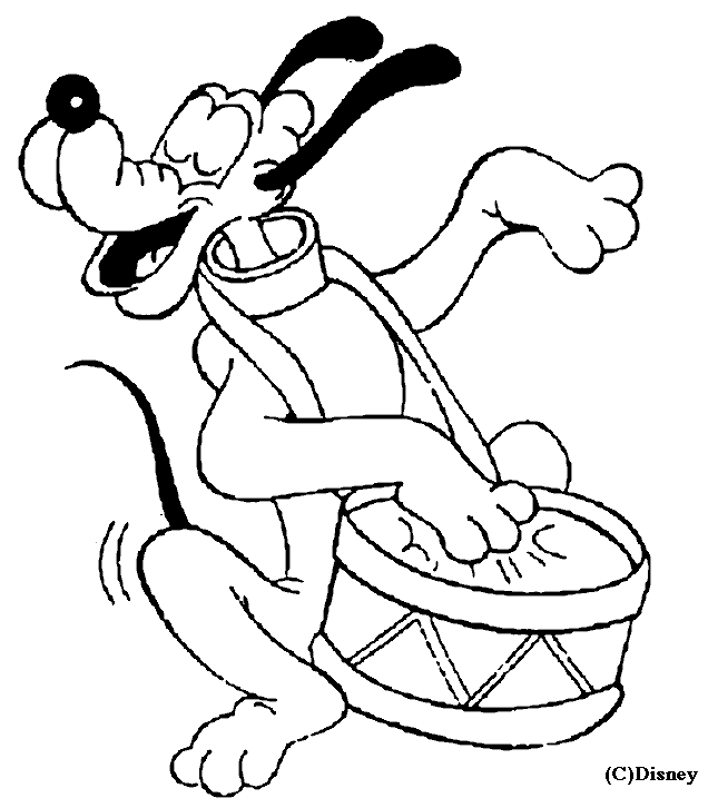 pluto plays the drum