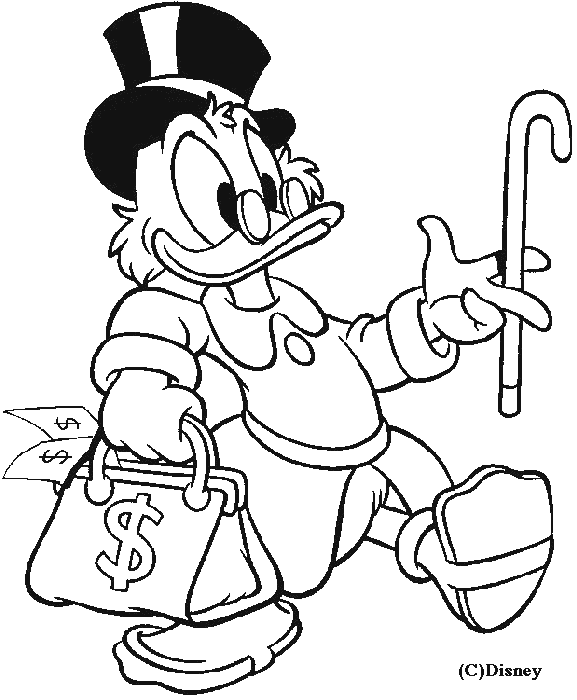 Uncle Scrooge his cane and some dollars