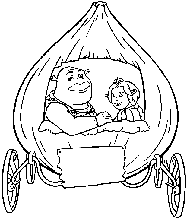 Fiona and Shrek in a carosse