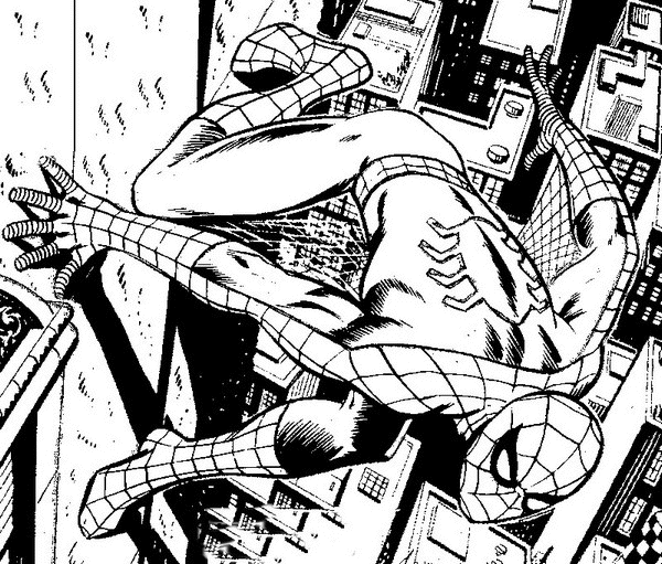 Spiderman in black white