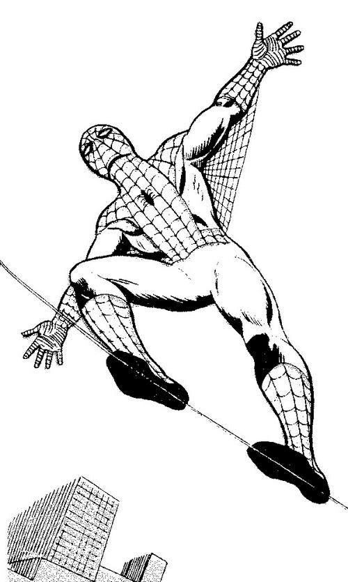 Spiderman walks on a thread