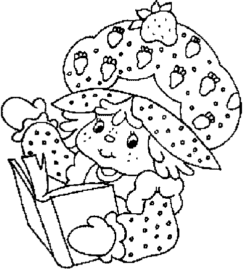 Strawberry Shortcake reads a book