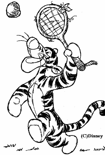 Tigger plays tennis