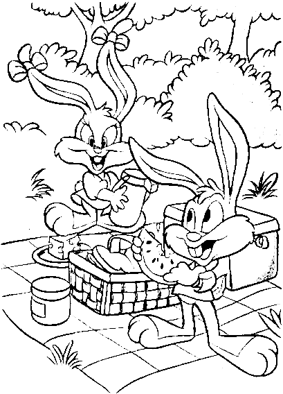 Buster and Babs Bunny do picnic