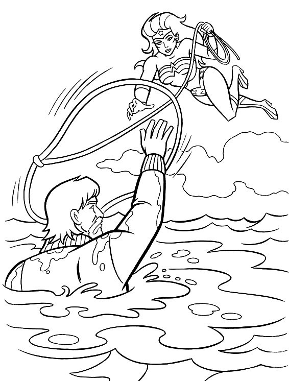 Wonder Woman saves a man of the drowning