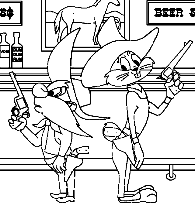 A duel for Sam and Bugs Bunny