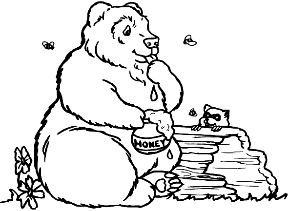 bear is eating a jar of honey