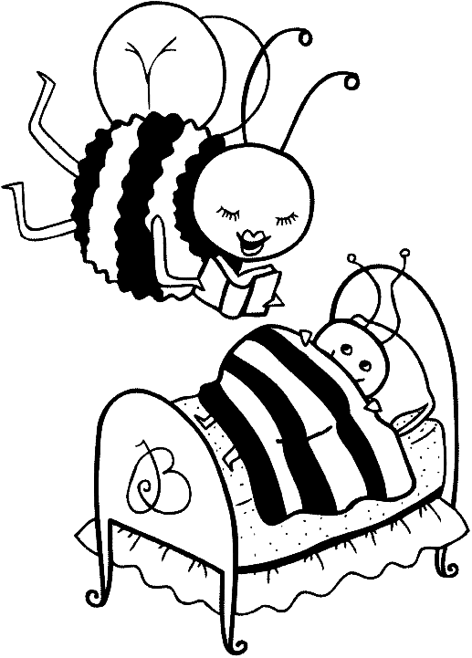 mother bee reading a story to her child