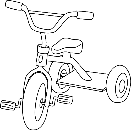 A tricycle is a three-wheeled bike with mostly used by young children who are beginners