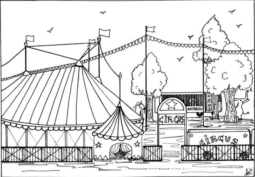 coloring picture of a circus