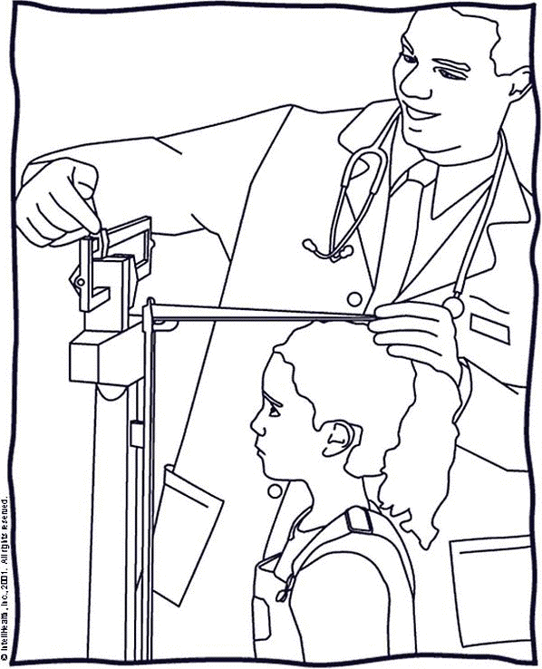 the doctor measures the child