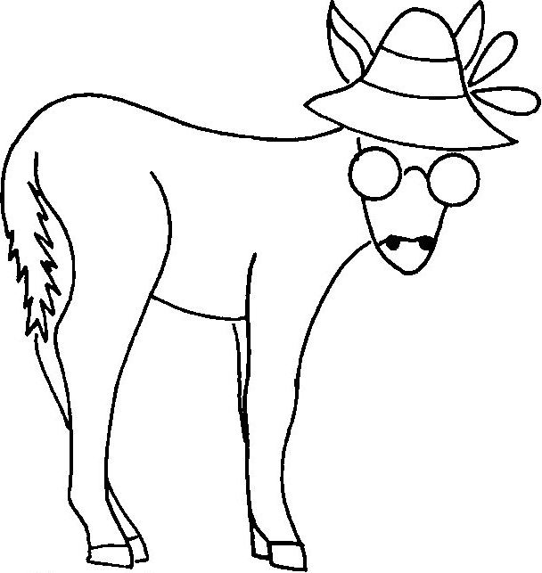 donkey with hat and glasses