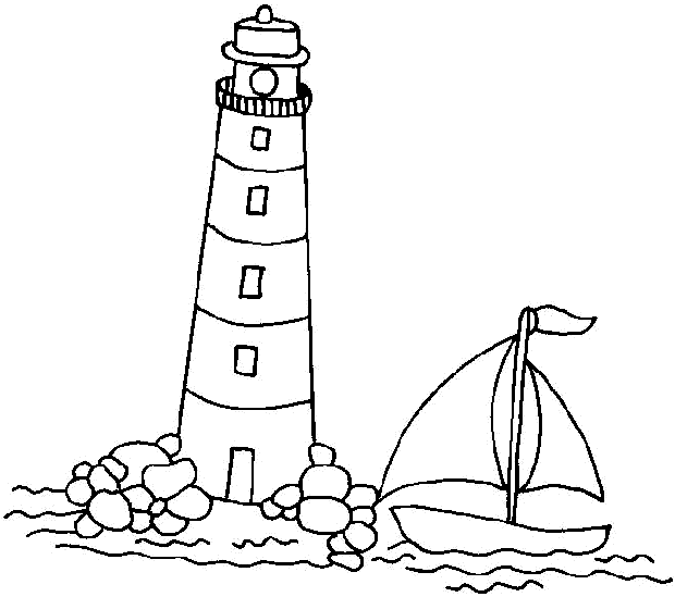 a boat near a lighthouse