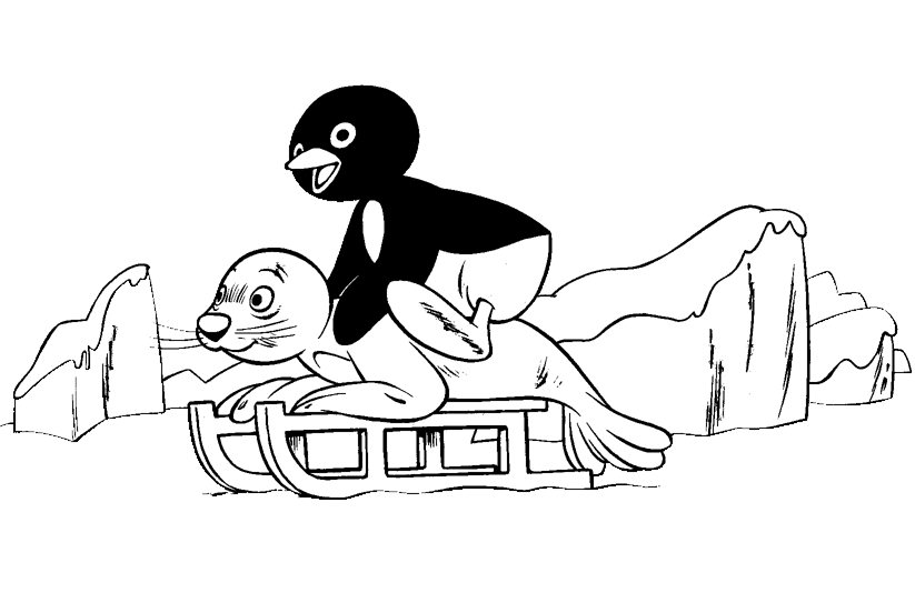 penguin with a luge