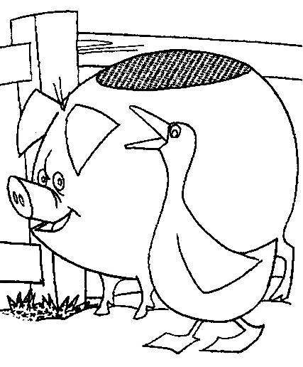 a pig with a goose in a farm