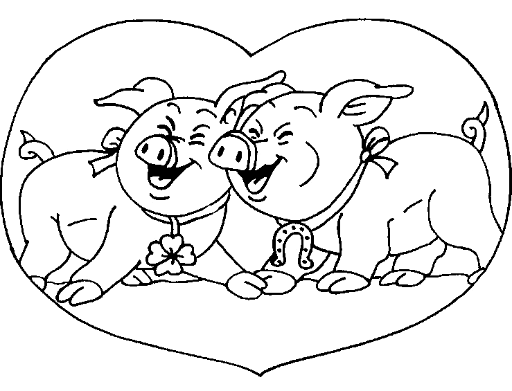two pigs in a heart