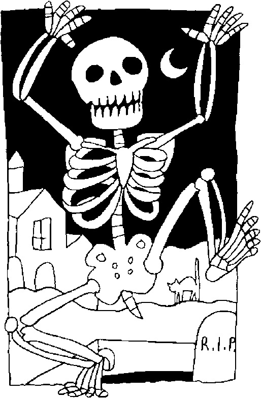 a skeleton in the city for Halloween