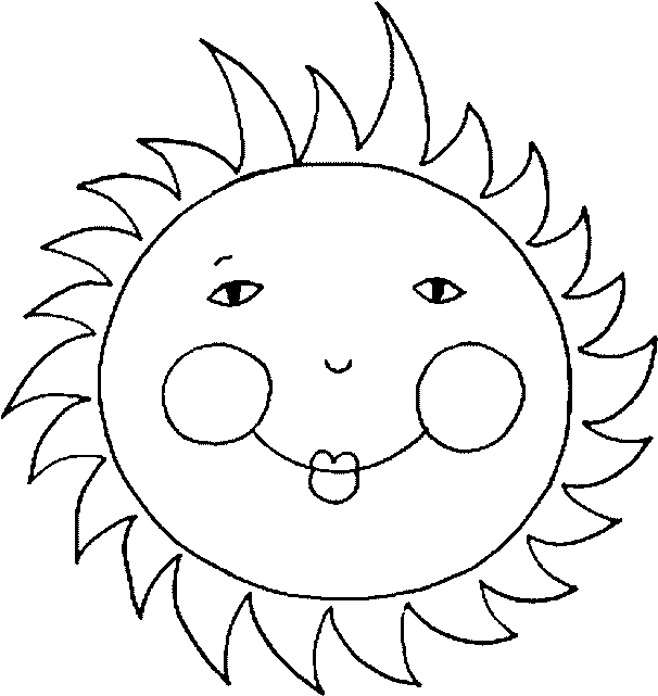 a large sun with a face and small solar rays