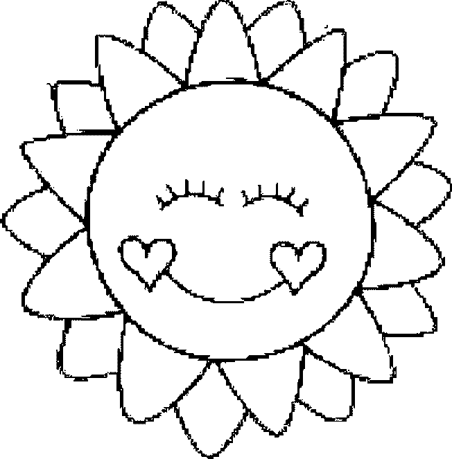 sun with two hearts for the cheeks of its face