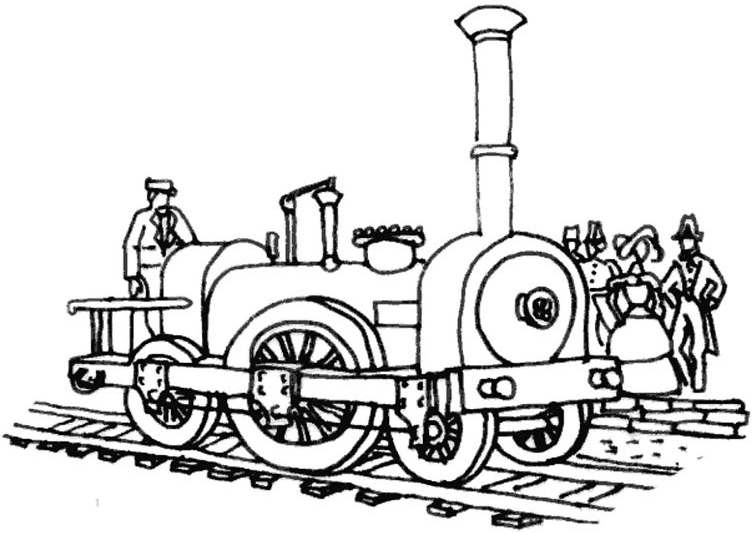 old locomotive and people